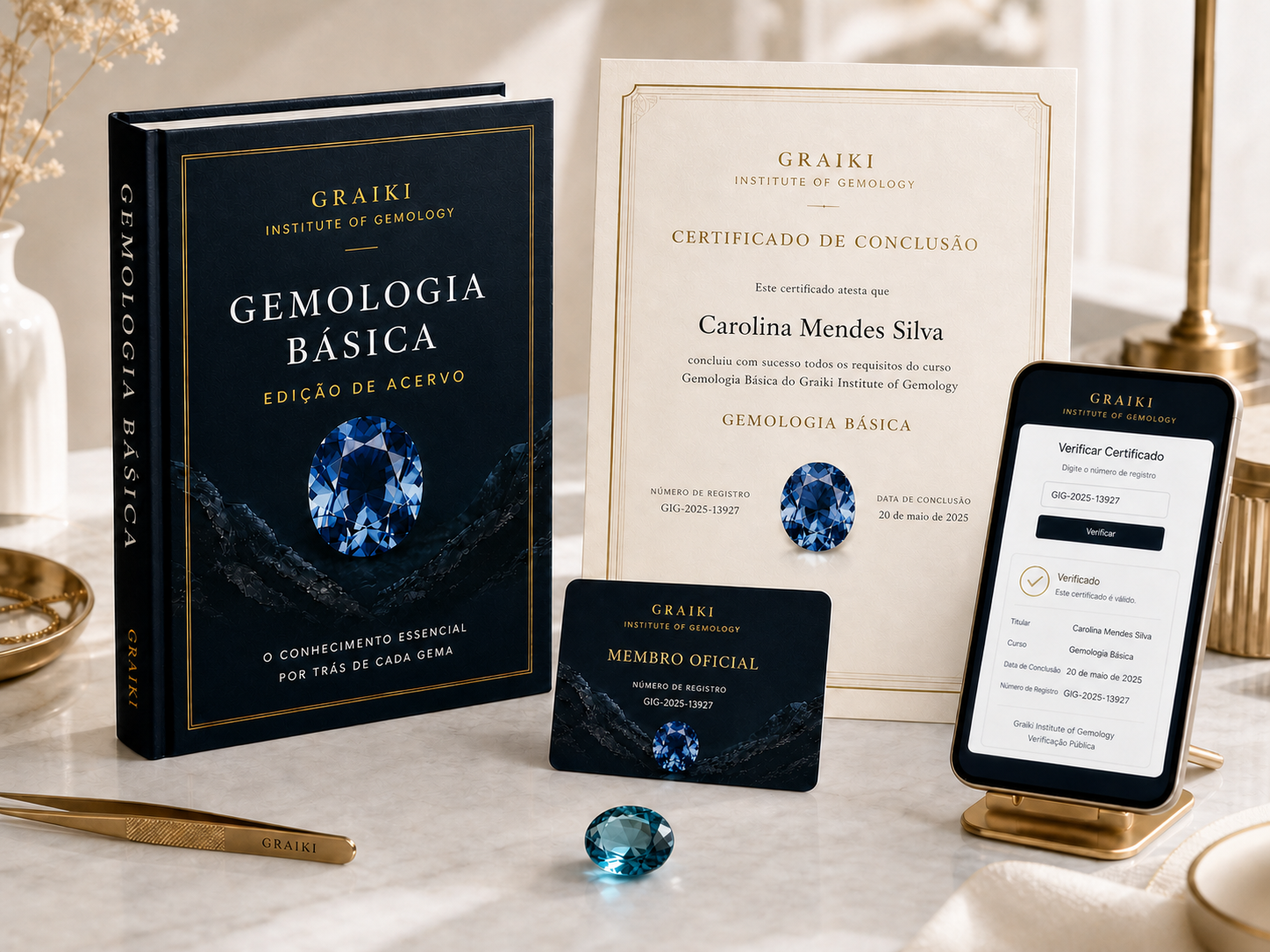 Certificado oficial Graiki Institute — Foundation in Gemology